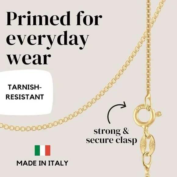 Sterling Silver Gold Plated Chain Necklace 18 Inch Women Men Layered Jewelry